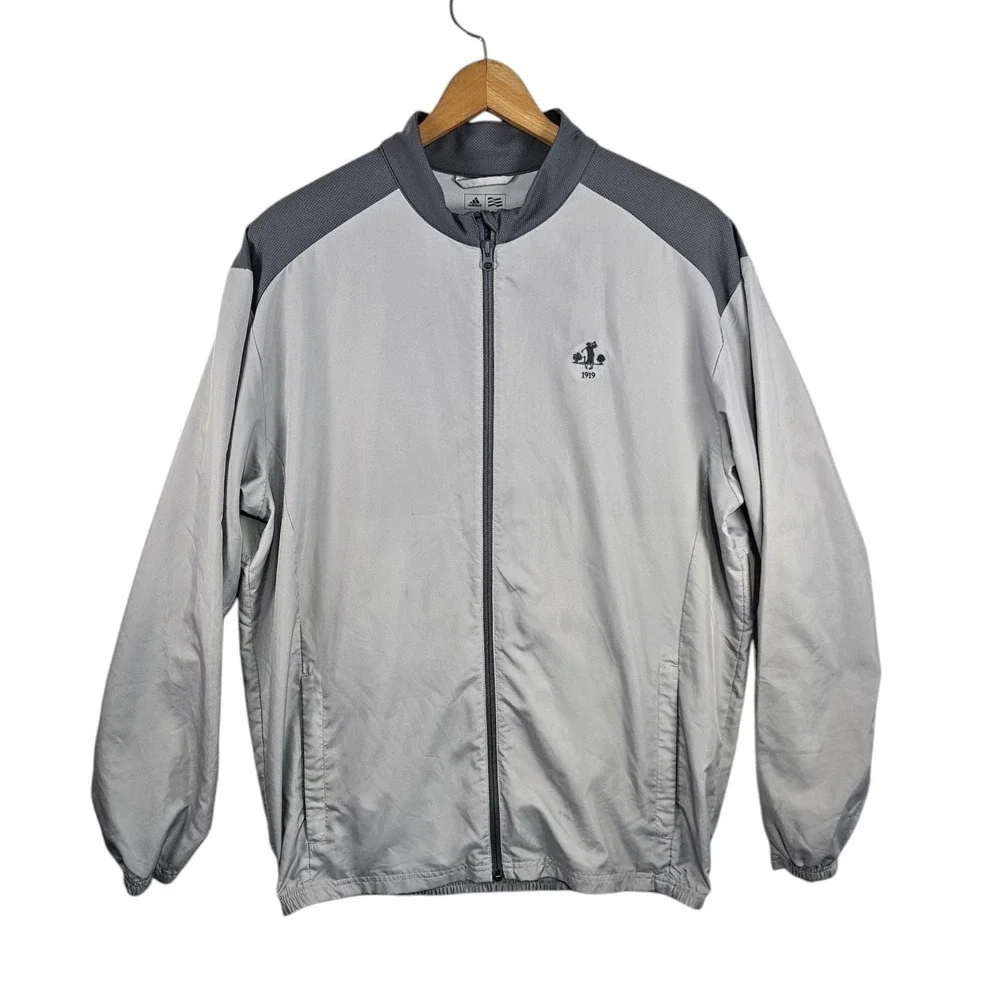 Adidas Golf 1919 Gray‎ Vented Full Zip Wind Breaker Men's Large Side Pockets